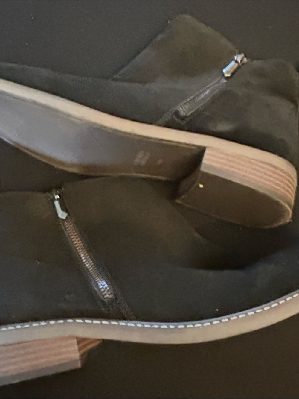 Women's Black Suede Ankle Boots - Side Zip Chelsea Style size 11 - Picture 3 of 7